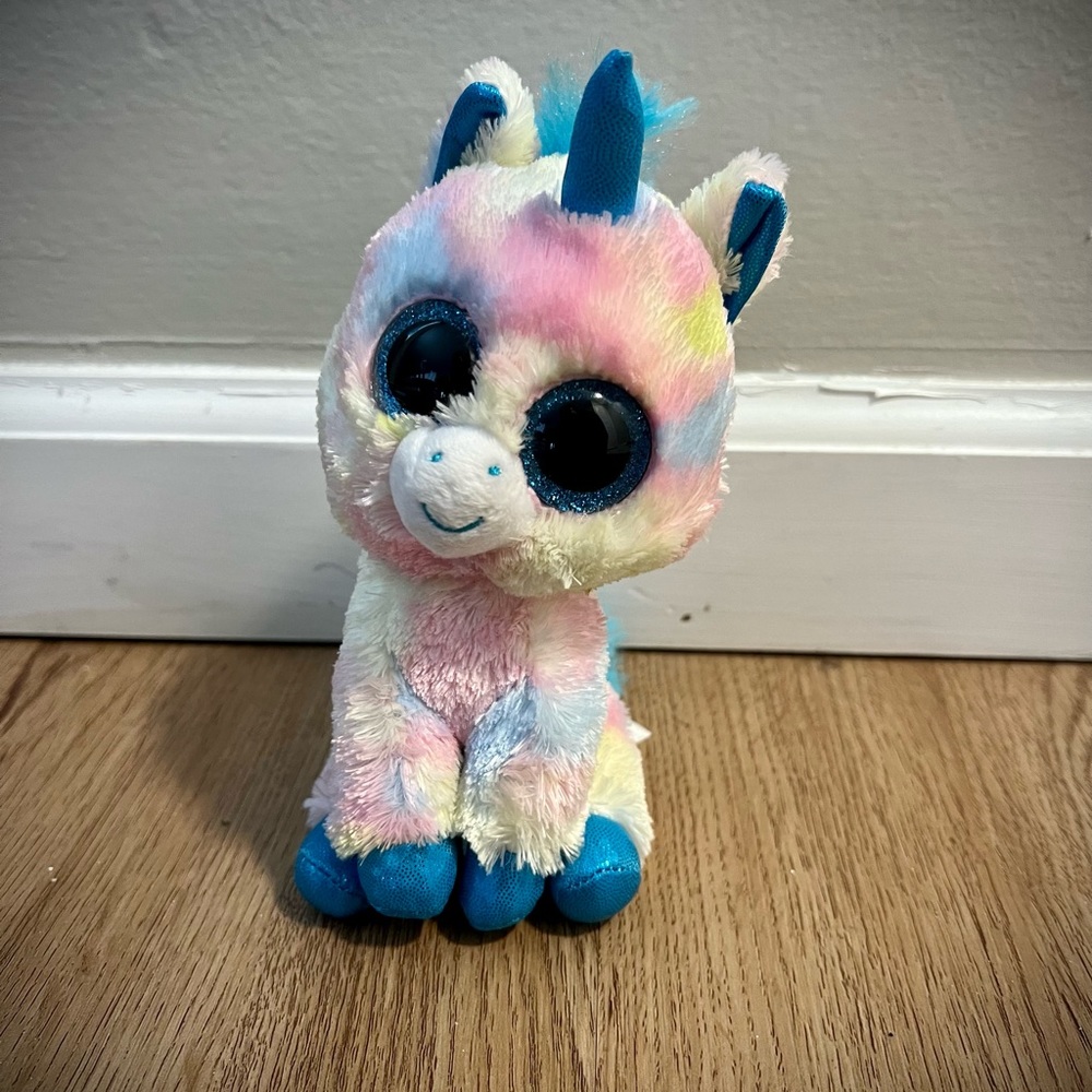 TY Blitz Unicorn Beanie Boo Plush 6in, Preowned